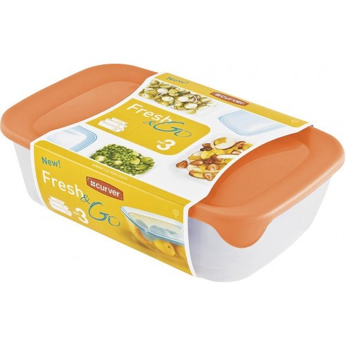 Dóza Curver® Set Rectangular, 0,5Lx1Lx2L, mix farieb mint/sivá/broskyňová
