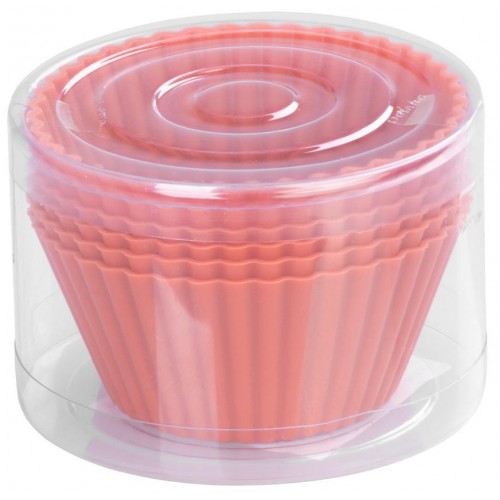 Forma MagicHome, na pečenie, na cupcake, silikón, červená, set 6 ks, 6,5x6,5x3 cm